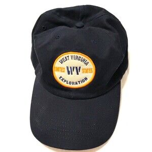 Men’s Blue Embroidered Graphic Baseball Cap Hat Adjustable Strap One Size